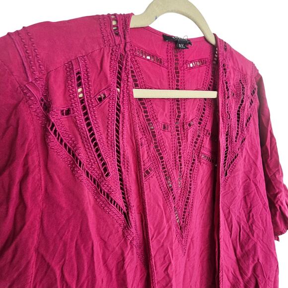 Torrid Womens Kimono Crochet Boho Crinkle Gauzey Size 1/2X Drapey Cover Up Open - Picture 6 of 9